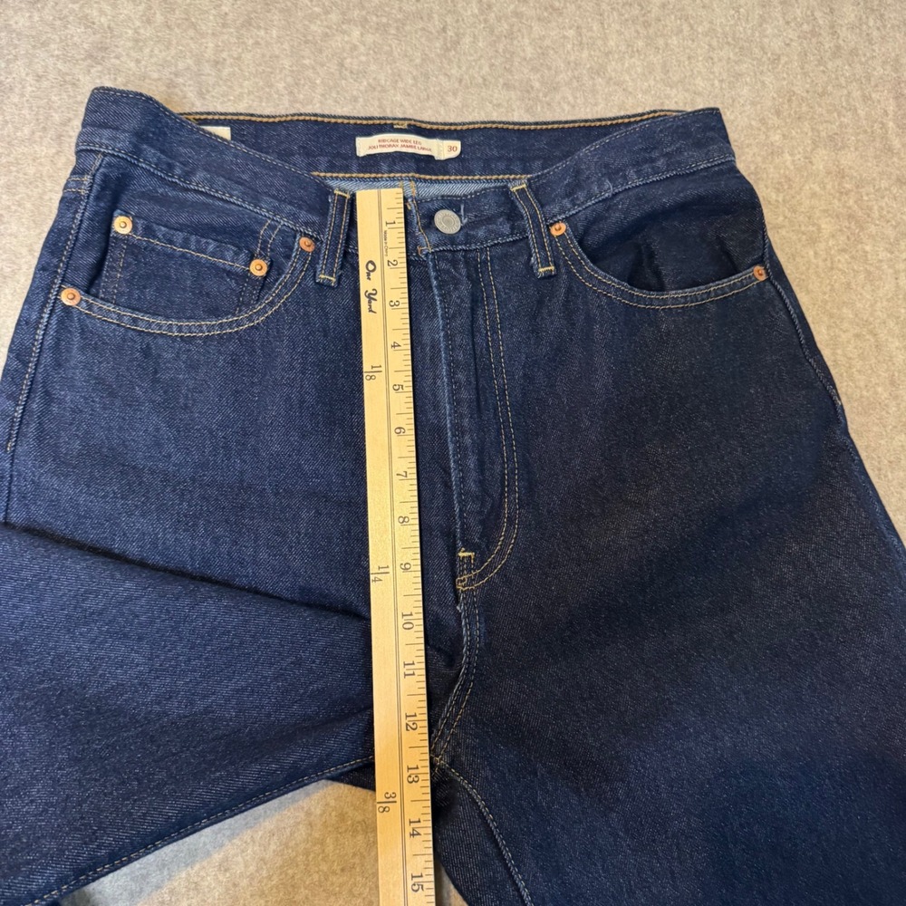 Levis Ribcage Wide Leg Jeans Womens 30 Dark Rinse High Rise Denim Retro Street - Picture 8 of 16